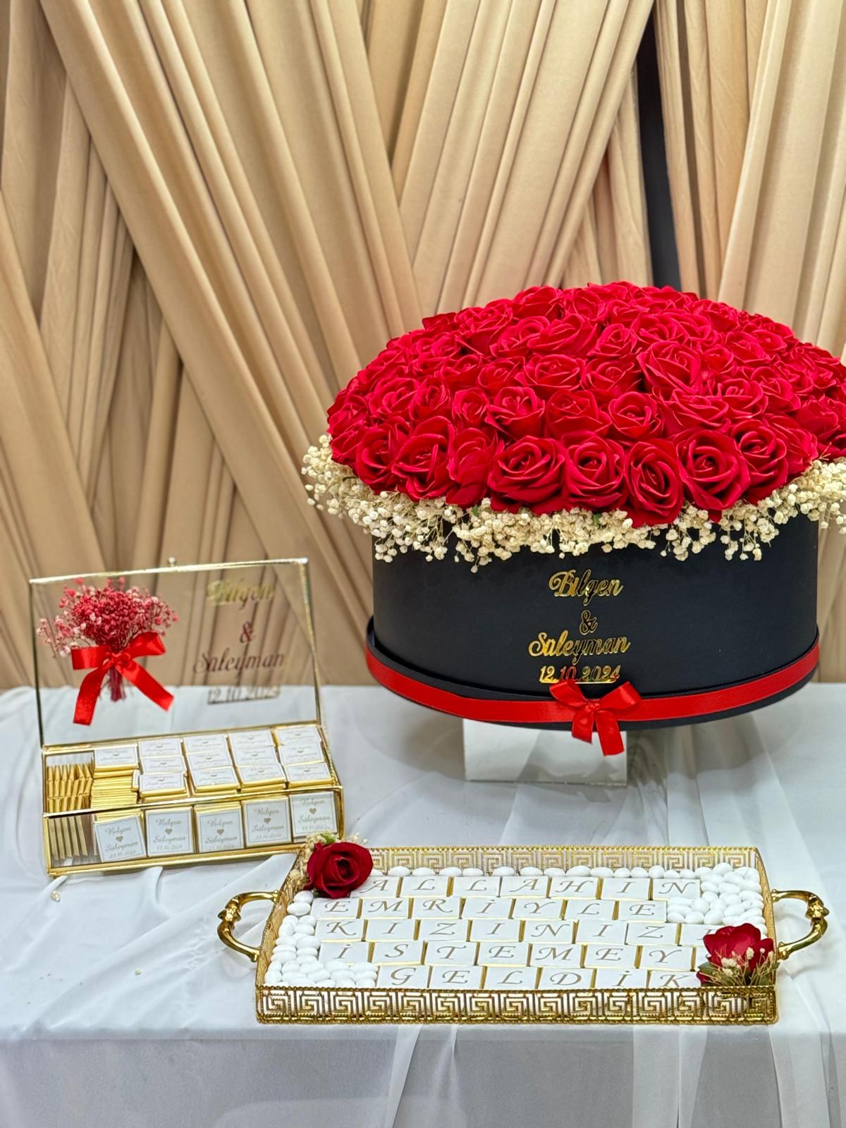 101 Adet Kutulu Gül Kız İsteme Seti (Herşey Dahil)