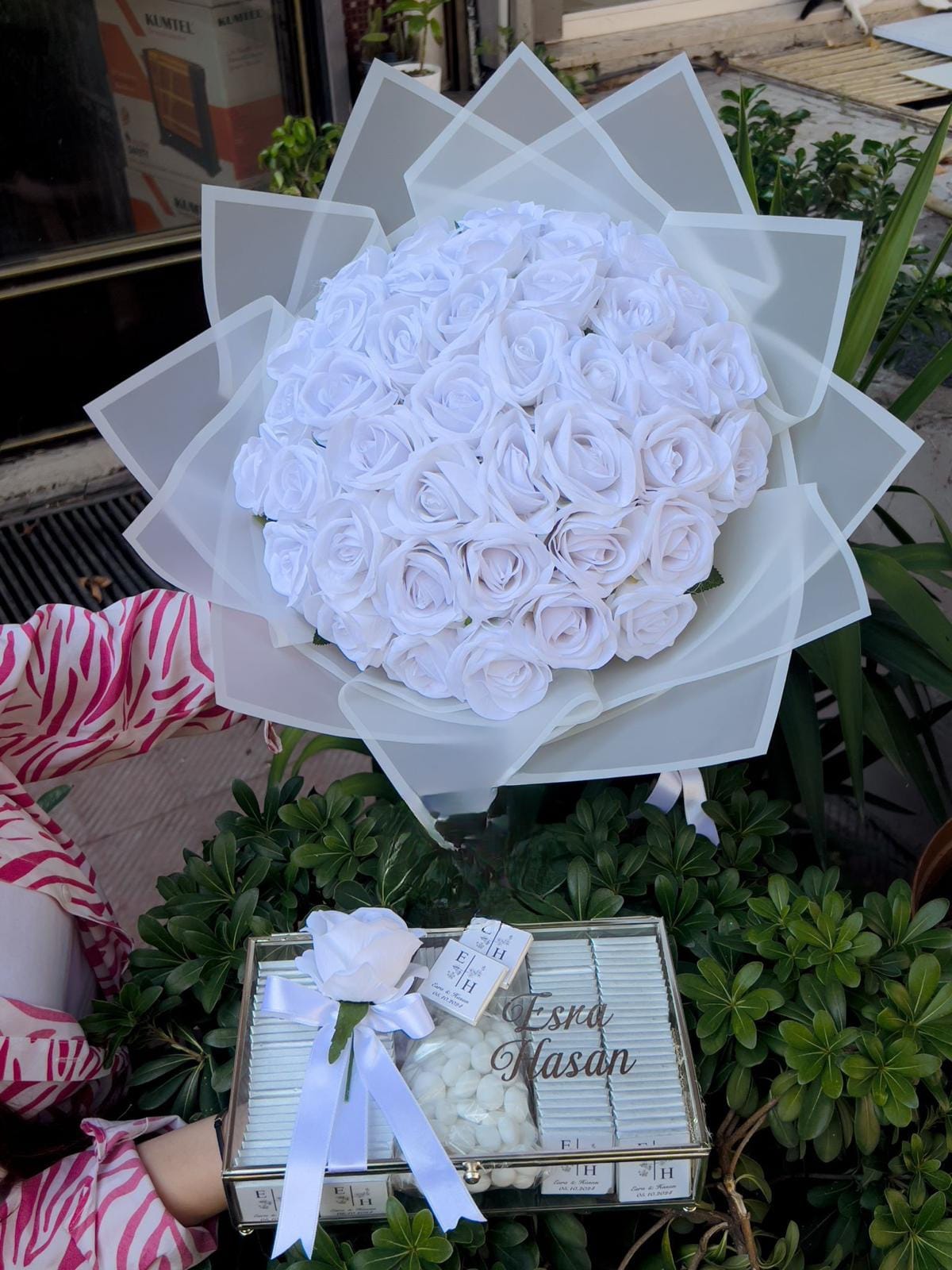 41 Güllü 2 li Kız İsteme Seti (Beyaz Gül)