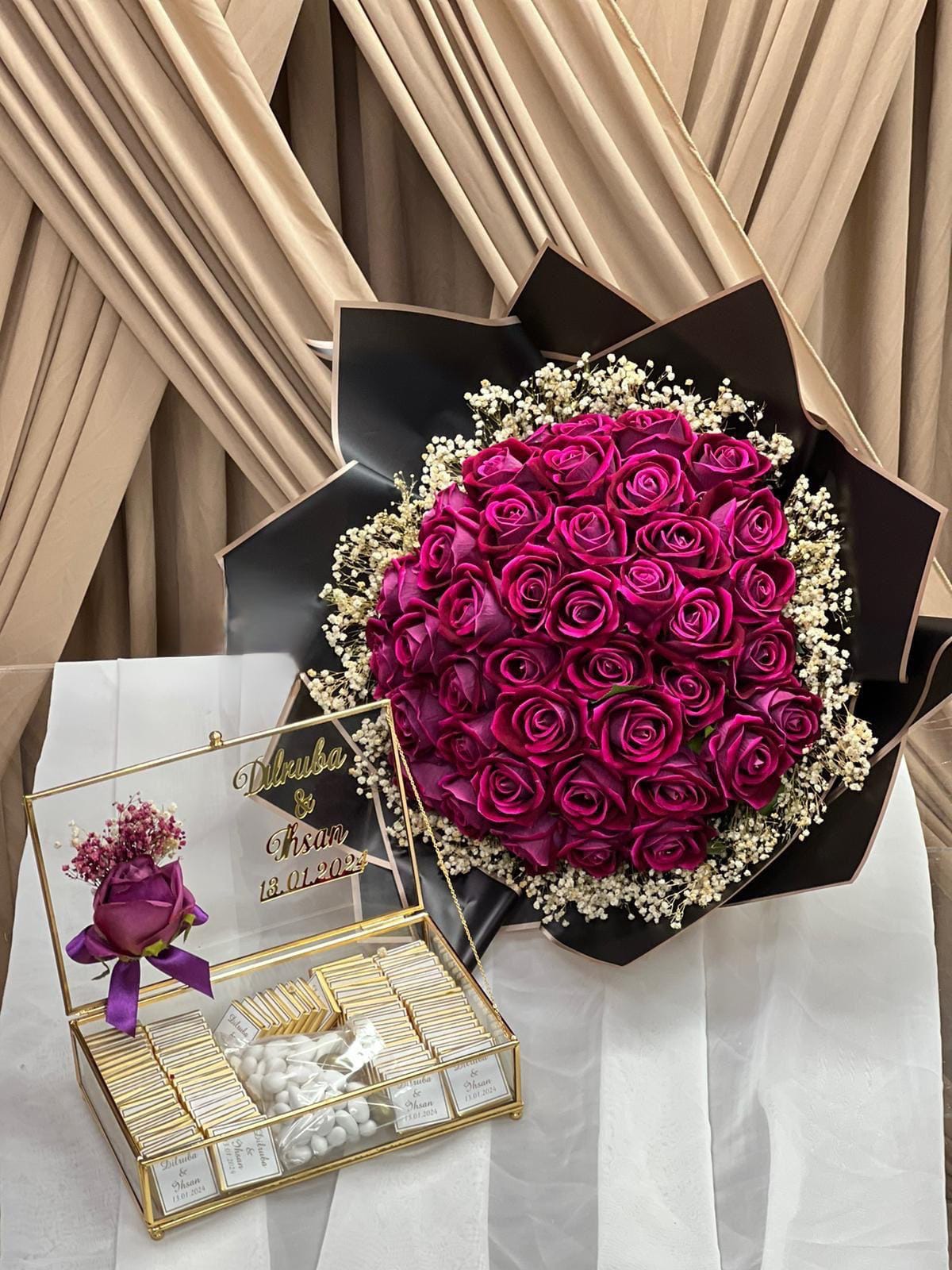 41 Güllü 2 li Kız İsteme Seti (Mor Gül)